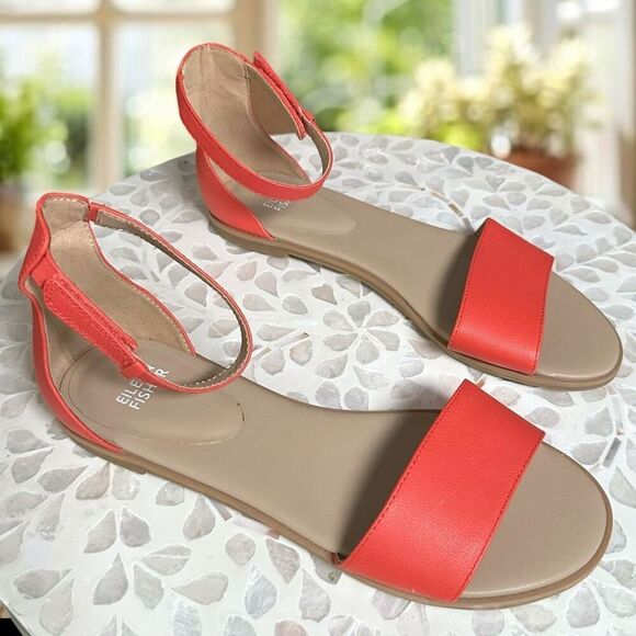 Eileen Fisher $139 Z4062* Razz Ankle Strap Sandal Watermelon Women's - Picture 6 of 16